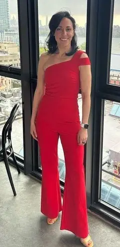 Likely Scarlet Red One-Shoulder Cap Sleeve Maxson Jumpsuit Size 10