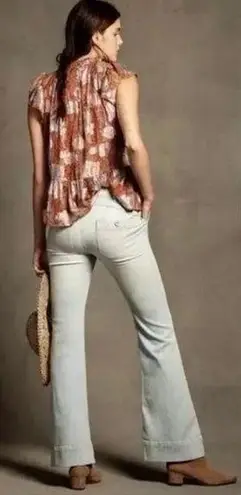 Pilcro and the Letterpress Pilcro By Anthropologie High Rise Trouser Bootcut Denim Jeans Light Blue Wash 28