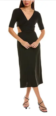 Equipment Genevieve black cutout Midi Dress Size S Silk Blend Slinky Sexy