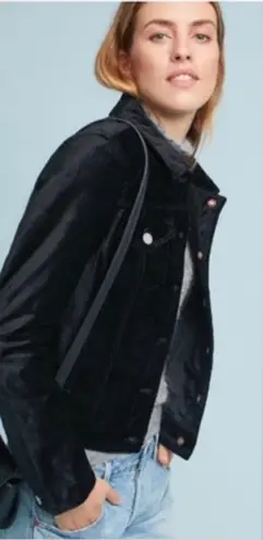 Pilcro and the Letterpress Anthropologie velvet Jean jacket size Large EUC