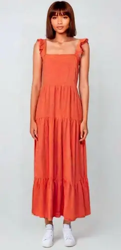 Comfy And Ready Reilly Ruffle Maxi Dress Size Small In Apricot
