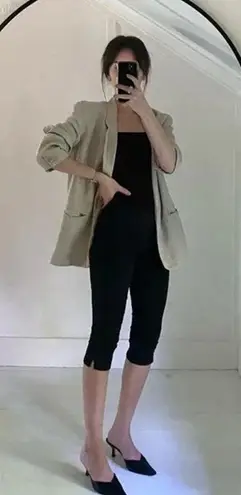 International Scene Vintage 90s Linen Blazer Jacket Size 7/8 Beige Tan