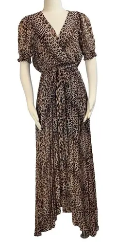 Bec & Bridge Animal Print Flowy Wrap Front Maxi Dress Size 4