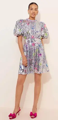 NWT Celia B Wanderer Silver Sequin Floral Mini Dress Size Small