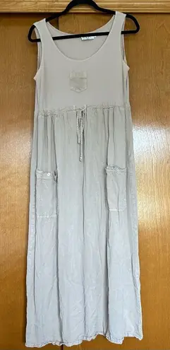 Vintage CDC Mixed Media Sleeveless Maxi Dress Size 8 Neutral Lagenlook Minimal