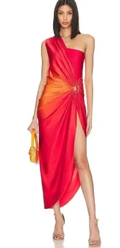 Baobab Nikka Dress in Puesta De Sol & Red Small New Womens Midi One Shoulder