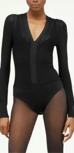 ZARA x Narciso Rodriguez Bodysuit Top Stitched Long Sleeve Black XS NWT New