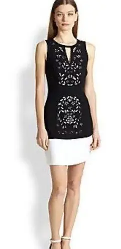 Ali Ro black and white laser cutout shift dress size 4