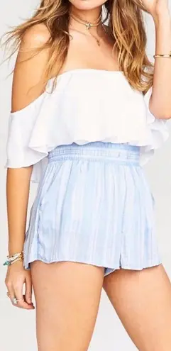 Show Me Your Mumu Blue Striped Shorts High Waisted Smocked