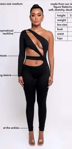 Sexy Asymmetrical Jumpsuit in Black Size M