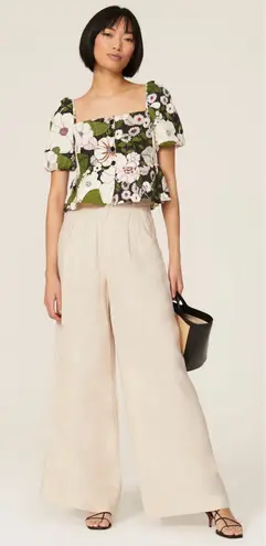 Maje  Top Loflower 100% Cotton Square-Neck Puff Sleeve 70’s Floral Print Sz US S - Image 1