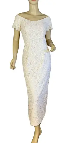 VINTAGE 1980'S HAND CRAFTED OFF WHITE SEQUINS OFF