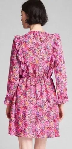 Gap Pink Ruffle Long Sleeve Floral Dress