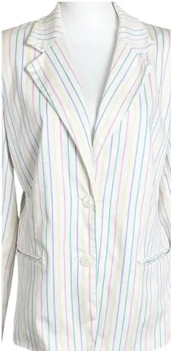 Sag Harbor Blazer Womens Size 14 Pastel Easter Rainbow Stripe Office Work Career