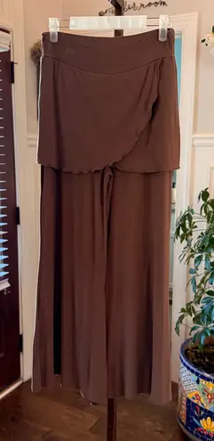 Luna Claire EUC High Waist Skirted Cropped Wide Leg Pants Brown