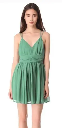 BB Dakota Dress Womens Size 4 Edie chiffon Mini fit and flare Green Pleated