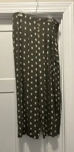 Est. 1946 Women’s Size 12 Wide Leg Pants Olive Green Boho Granola Teacher Casual Fun Zip