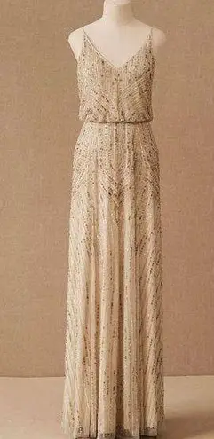 BHLDN Anthropologie x $300 Fidelia Beaded Deco Gown Dress Size 4