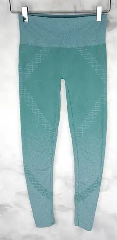 Wolford Shiny Grid Leggings Metallic Ice Jade Silver Athleisure Glam Designer S Blue