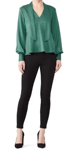 Becken Emerald Tie Neck Peplum Blouse Green Size 0