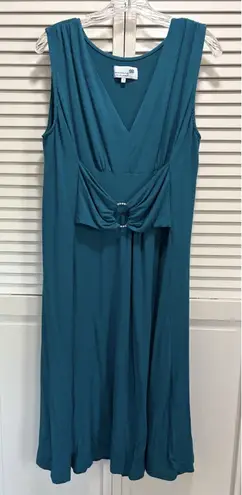 Completely Me Turquoise Midi Dress Size Large Sleeveless Gems V Neck Blue