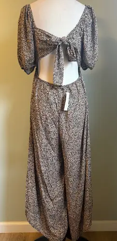 Mi ami Leopard Cutout Back jumpsuit boho animal whimsi Y2K Flowy leopard print Brown Size L