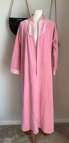 Vanity Fair Vintage Pink Zip Pockets Housecoat Robe, Size Large