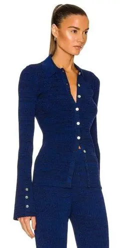 Le Ore Rimini Collared Cardigan Blue Size XS