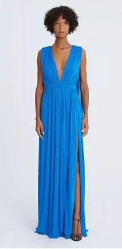 NWT Halston Heritage Ashley Azure Royal Blue Plunge Maxi Dress Size 6
