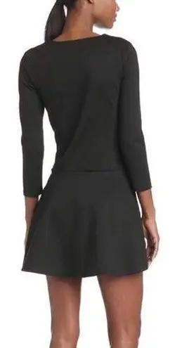 BCBGeneration  Black Fit And Flare Drop Waist Long Sleeve Dress Size S