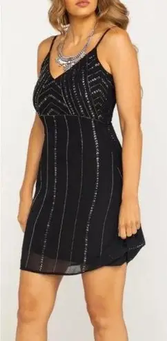 Idyllwind Miranda Lambert Black Sequin Mini Dress Spaghetti Adjustable Strap LBD
