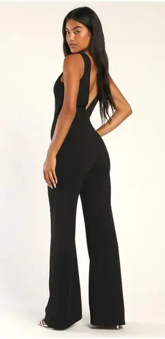 Lulu's Black and Silver Sleeveless Jumpsuit Size L