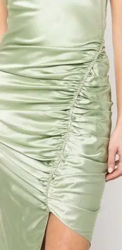 Cinq A Sept Emilia Silk Asymmetric Dress With Crystal Embellishment Pale Green Size 8