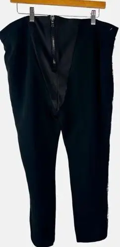 Balmain Sz 46 Pierre Black Ankle Pants With Lace Sides