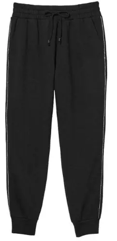 Victoria's Secret Victoria Secret Rhinestones Sweatpants Black Cotton High Rise Jogger Side Seam L