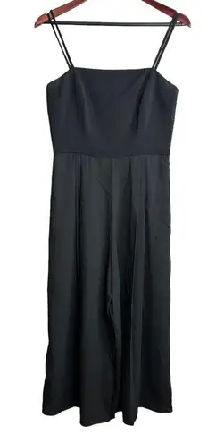Shoshanna Black Wide-Leg Cropped Jumpsuit Size 6 Pleated Square Neck Womens