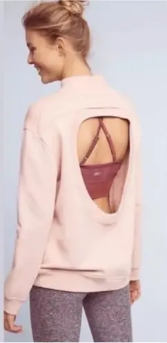 Varley Small Pink Mauve Open Back Mock Neck Sweatshirt Cotton Blend Athleisure