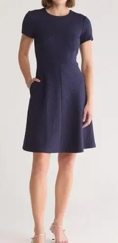 Eliza J NWOT Jewel Neck shirt dress Fit & Flare Dress navy sz 14