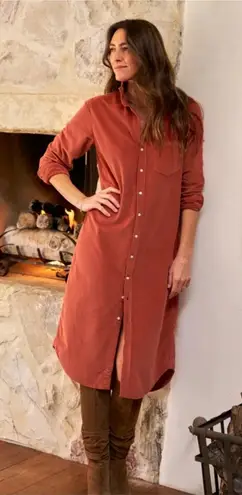 Frank & Eileen Rory Corduroy Maxi Shirtdress Long-Sleeve Spice Cotton XS EUC