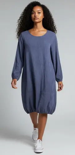 Alise ONeal Apparel Blue Bubble Hem Long Sleeve Midi Dress Size S