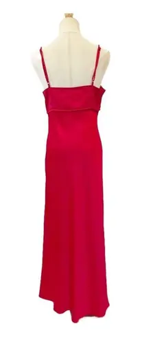 WAYF Red Satin Maxi Cocktail Dress
