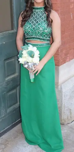 Blush Prom Green Two Piece Gown