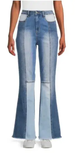 Madden NYC High Rise Patchwork Flare Jeans