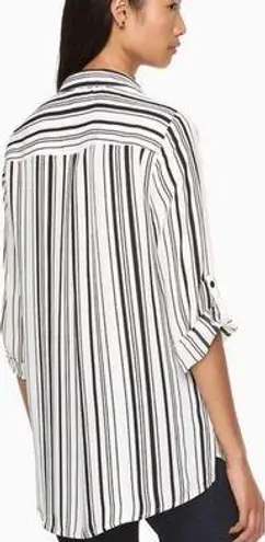 AB Studio Black And White Stripe Button Down