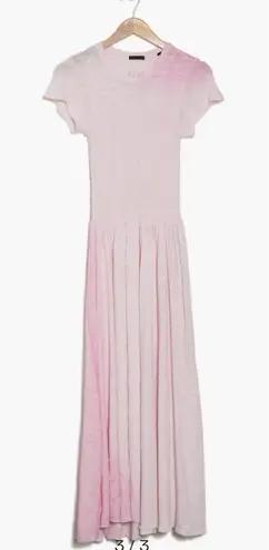 ATM ANTHONY THOMAS MELILLO Ombré Smocked Cotton Maxi Dress In Azalea Combo Sz S Pink
