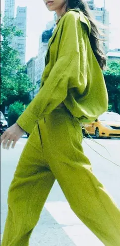 ZARA   ZW COLLECTION WRINKLED SATIN EFFECT 2 pieces set BLOUSE&pants M/L