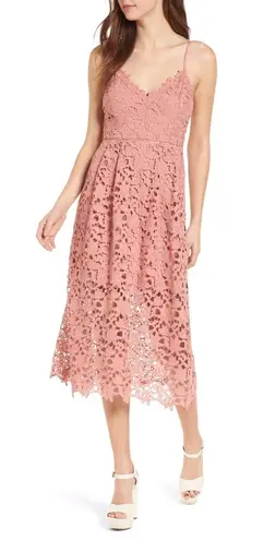 ASTR The Label LACE A LINE MIDI DRESS Pink Size L 51 42 Off Retail New With Tags From Alejandra
