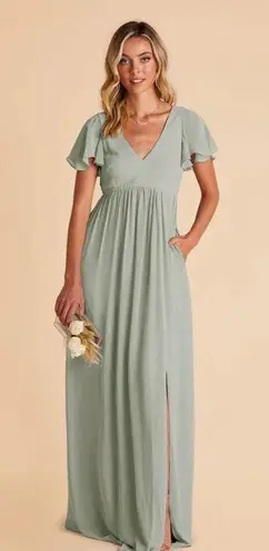 Birdy Grey  Hannah Empire Maternity Dress flutter sleeves Chiffon Sage size XXL