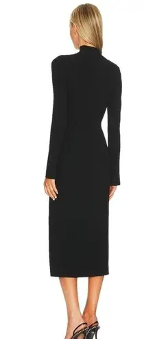 NICHOLAS Saba Midi Dress in Black Ribbed Size Medium Long Sleeve Cut Out Midi