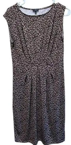 Talbots  Cheetah Leopard Print Dress Sz Extra Small Gathered Waist Stretch